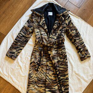 Vilshenko Tiger Vegan Fur / Leather Full Length Coat - SMALL